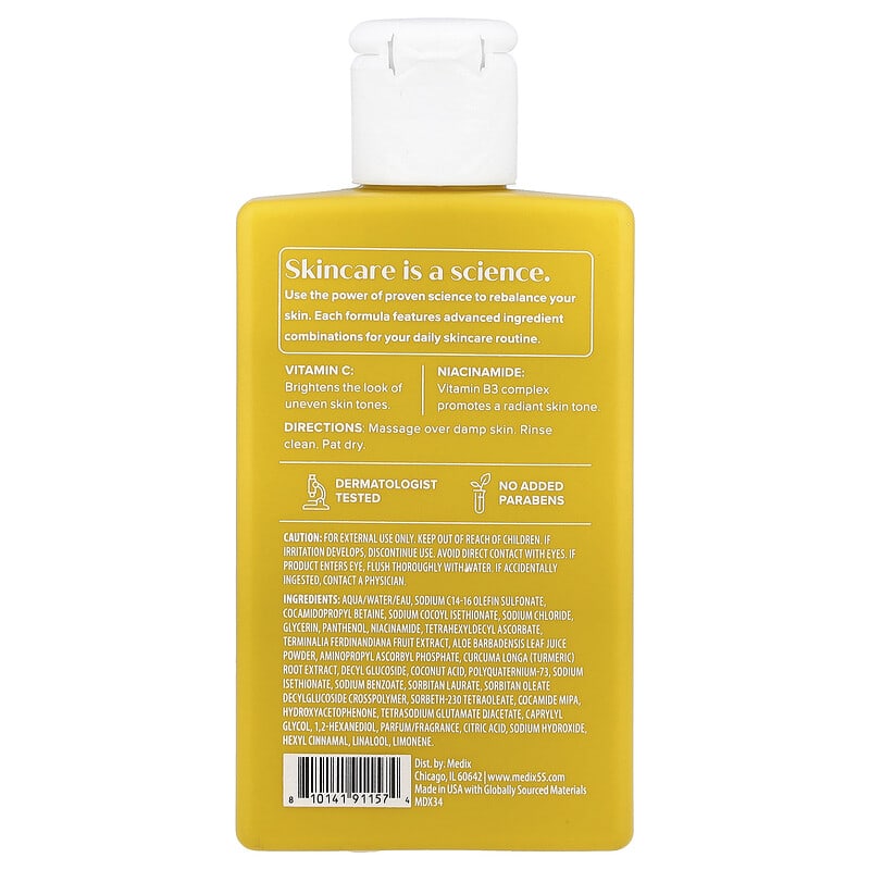 Medix 5.5, Gel douche, Éclat radieux, Vitamine C + nicotinamide, 89 ml