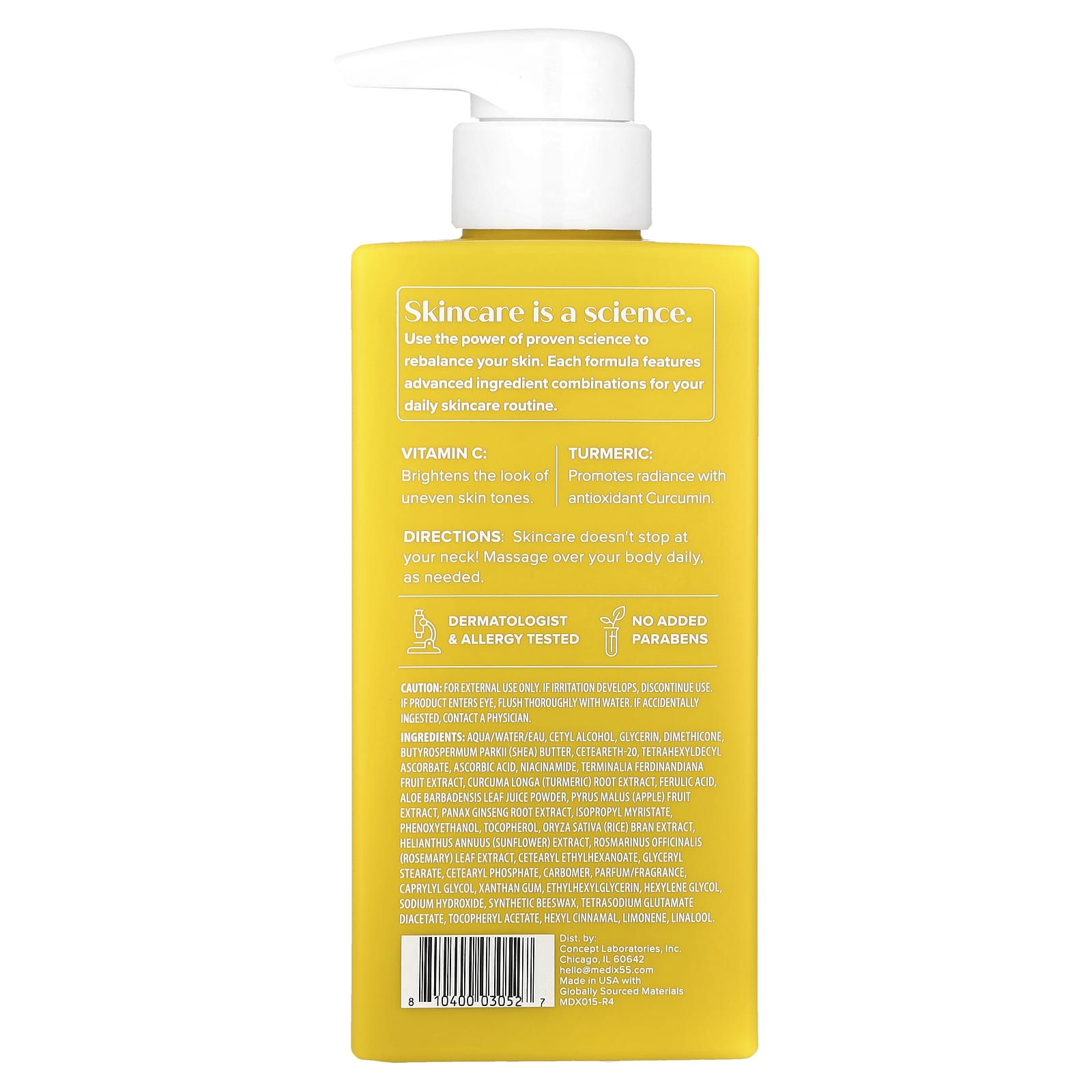 Medix 5.5, Crème pour le corps, Vitamine C et curcuma, 444 ml