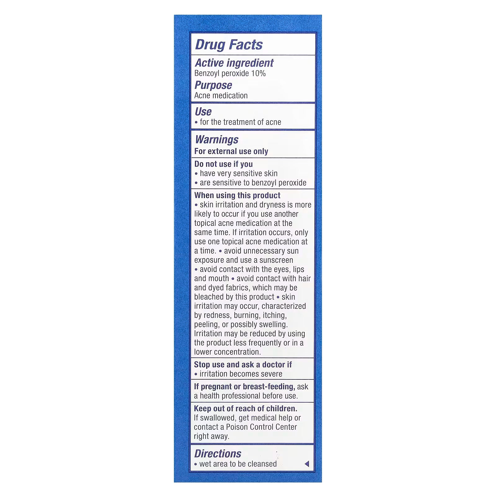 PanOxyl Nettoyant moussant contre l'acné pour le visage et le corps 28 g