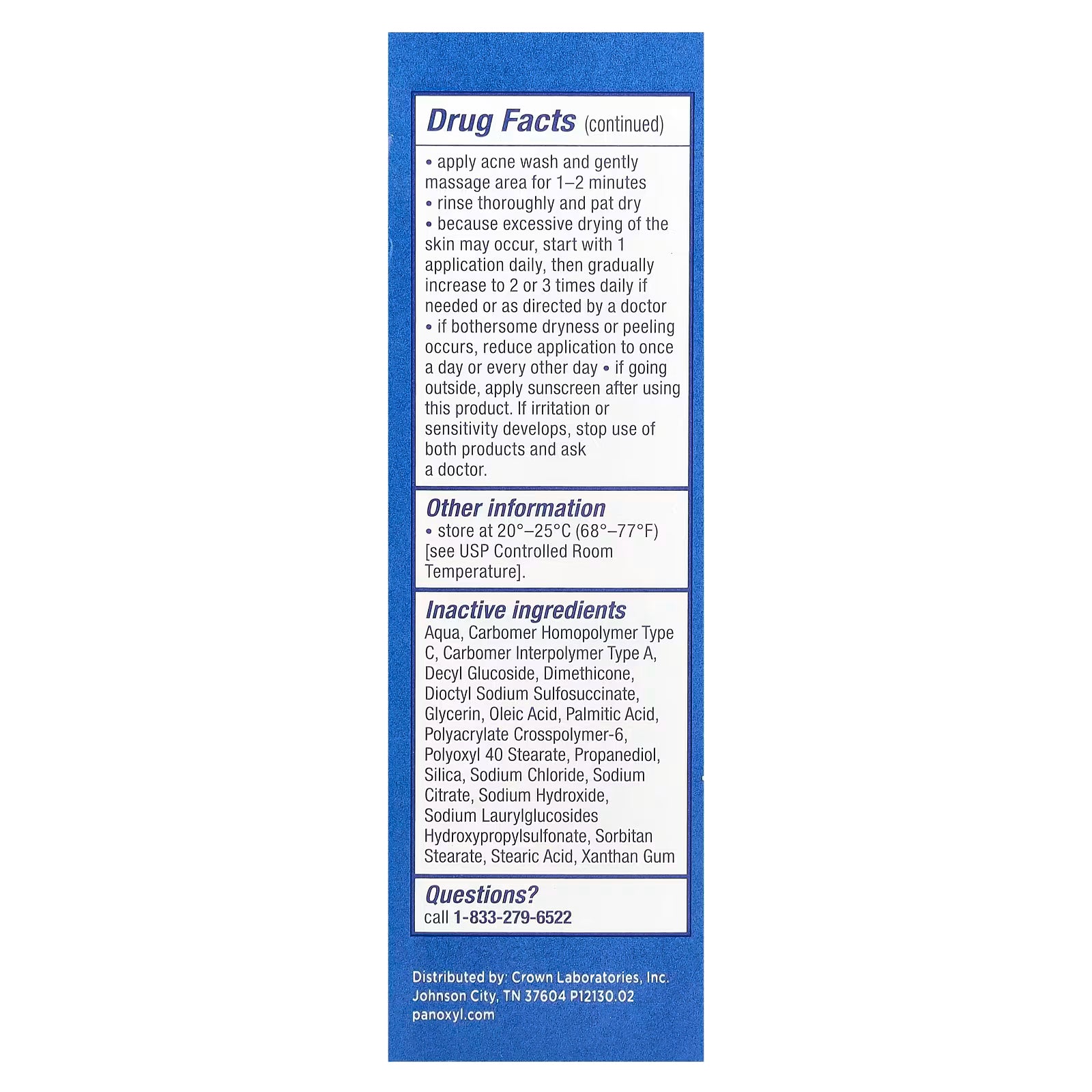 PanOxyl Nettoyant moussant contre l'acné pour le visage et le corps 28 g