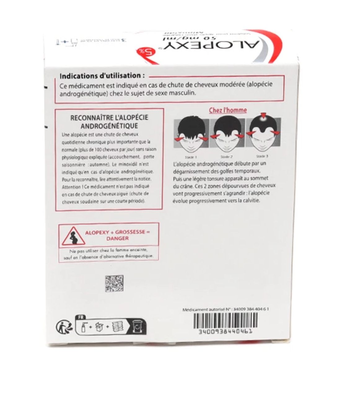 Minoxidil Alopexy 5 % chute de cheveux + 1 Dermaroller