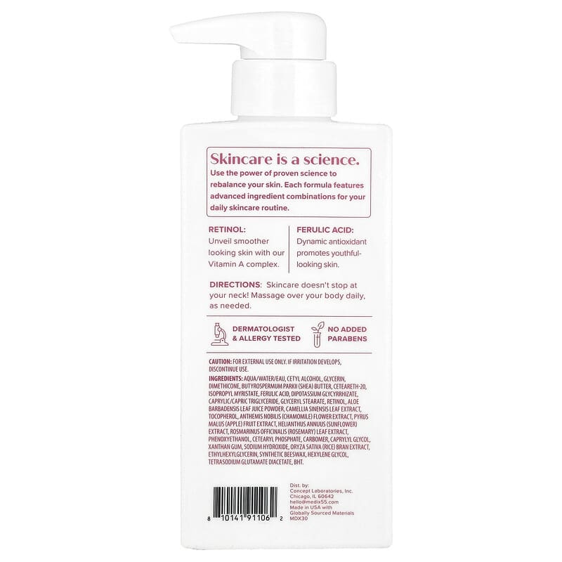 Medix 5.5, Crème pour le corps, Anti-âge, Rétinol et acide férulique, 444 ml