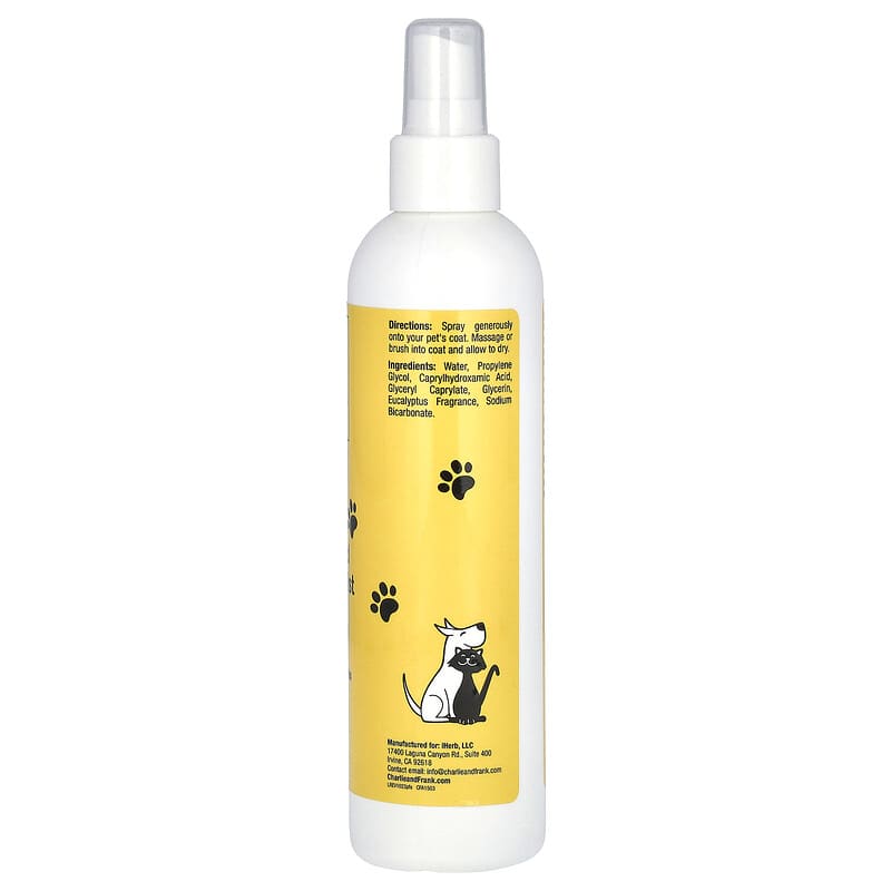 Charlie and Frank, Brume de toilettage pour animaux de compagnie, Chiens et chats, Eucalyptus, 237 ml