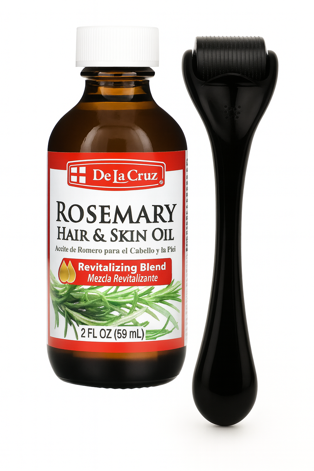 Romarin Spray Repousse rapide des cheveux homme Femme, 1 bouteille 60ml + Dermaroller professionnel