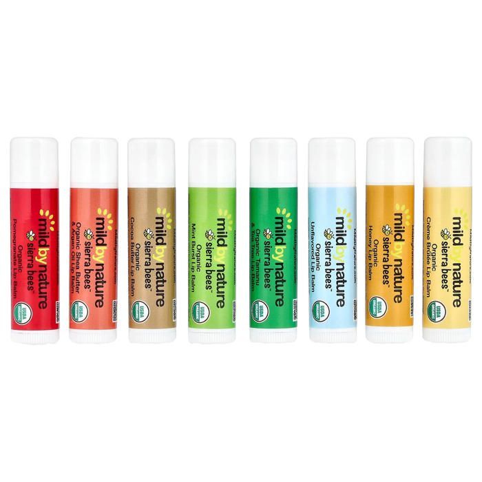 Baumes à lèvres biologiques, Lot de 8, 4,25 g pièce , Mild By Nature, Sierra Bees